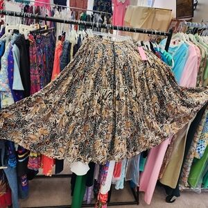 Vintage Cotton Full Sweep Boho Tiger Print Skirt